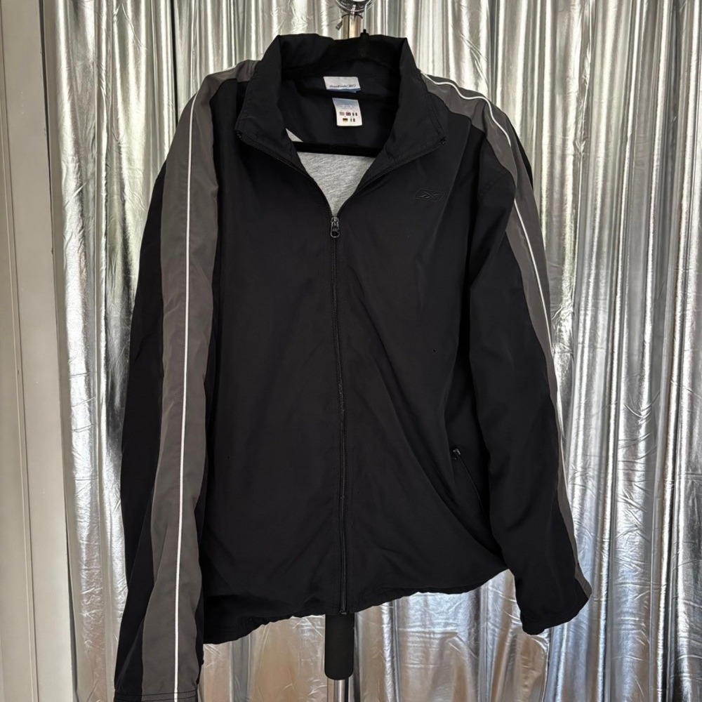 Reebok Vintage Black & Gray Full Zip Track Jacket